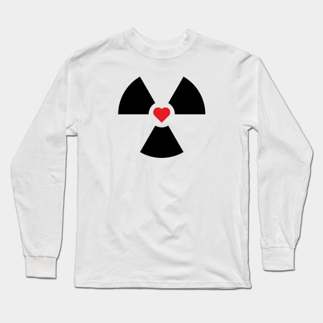 Radioactive Sign Radiation Symbol Nuclear Hazard Heart Long Sleeve T-Shirt by Decamega